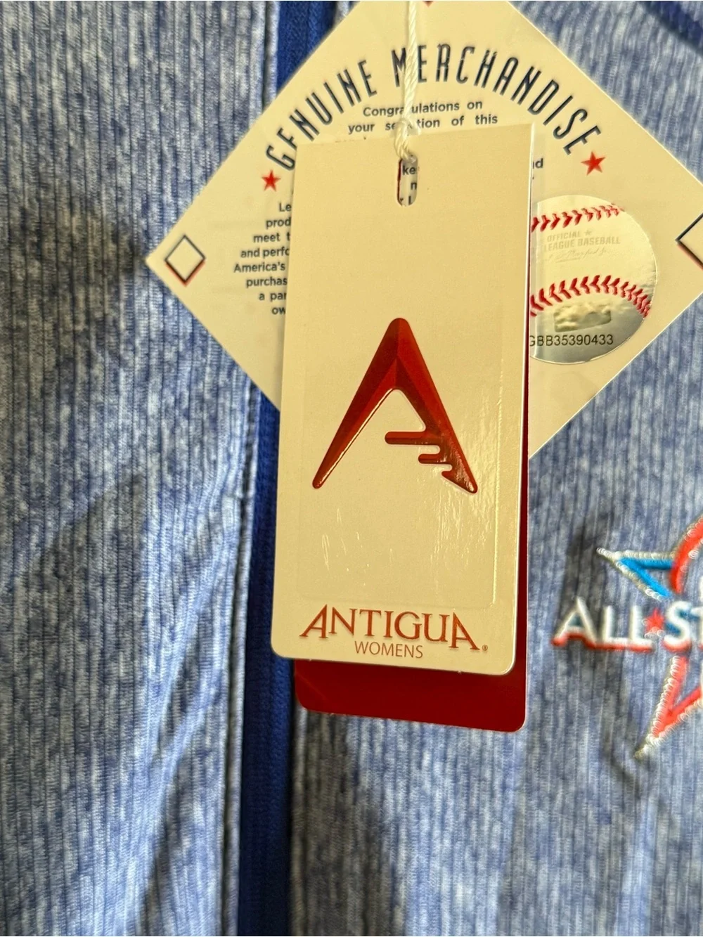 Antigua Blue Heather Quarter-Zip Pullover Miami MLB All-Star Logo Mens Size XL